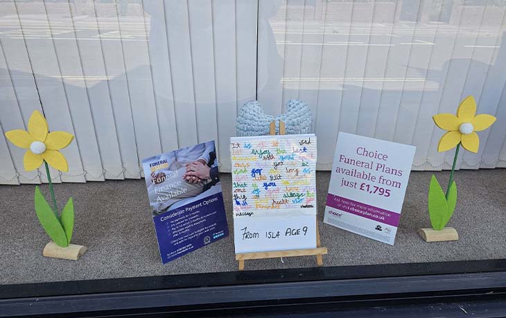 Window display with a poem